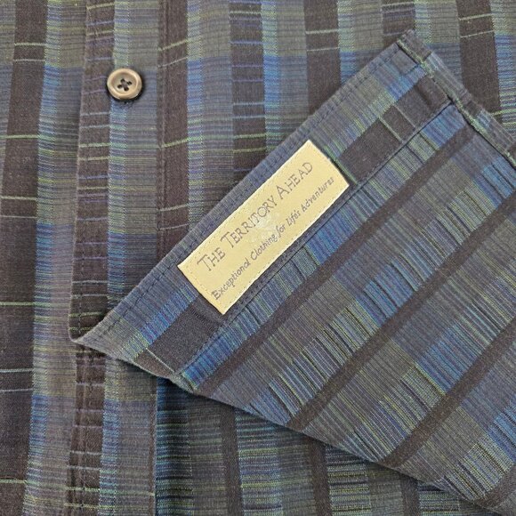 NWOT The Territory Ahead Mens Small Plaid Button-Up Shirt Blue & Green Cotton - Picture 3 of 8